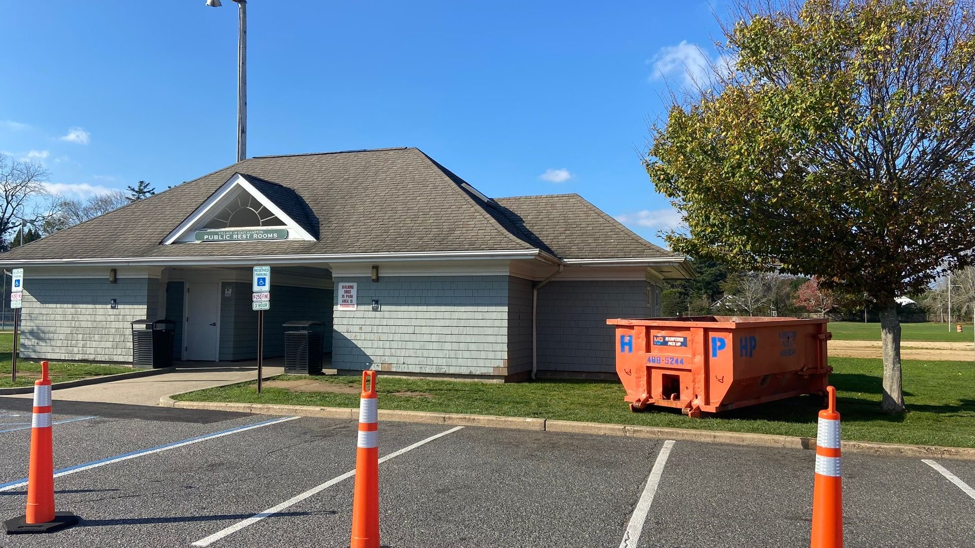 A Hamptons Pick Up 10-yard roll-off dumpster on the East End of Long Island